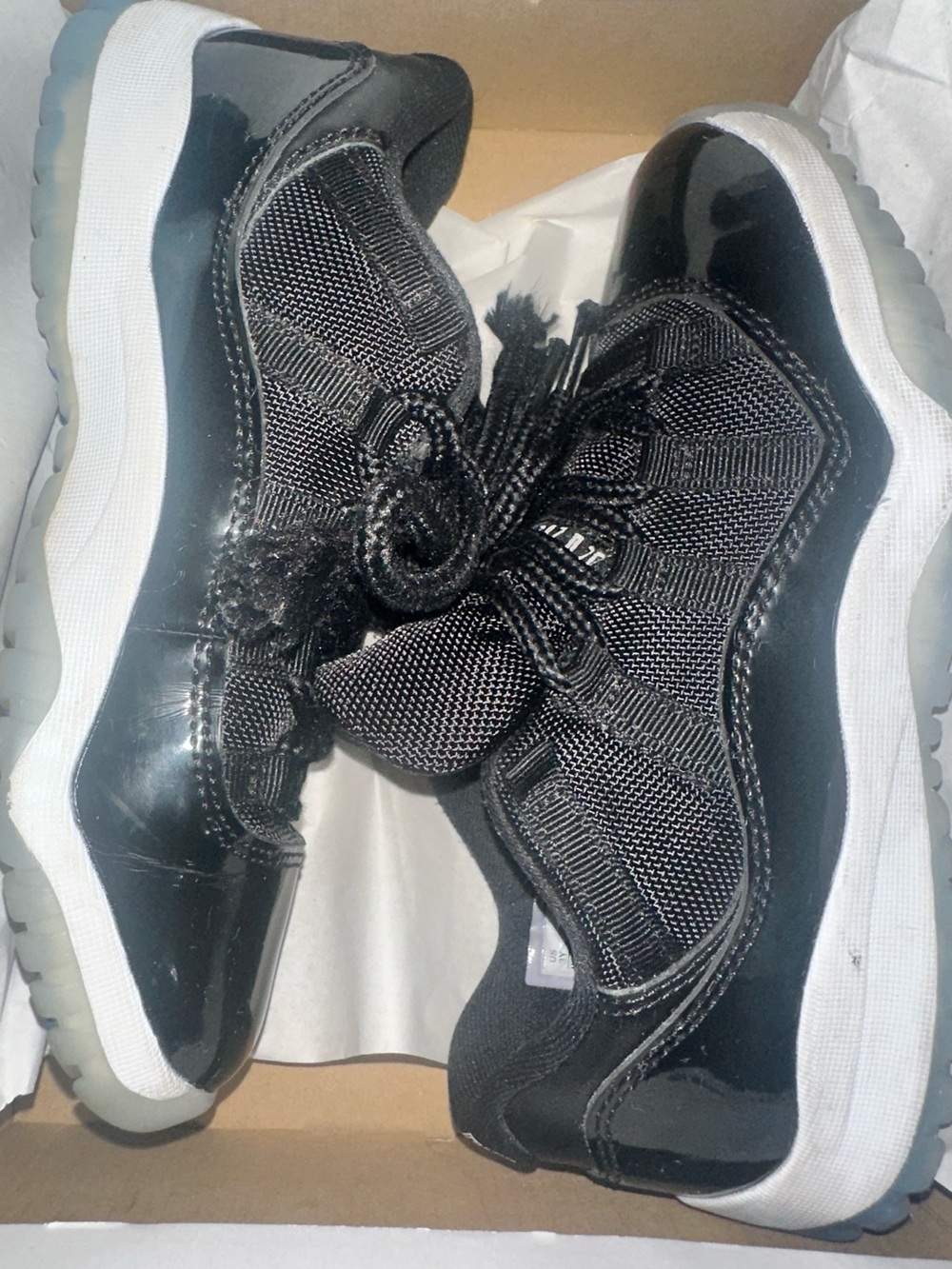 Jordan Kids Black Patent Leather Low-Top Sneakers